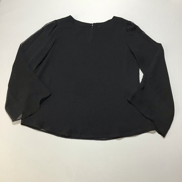 Peter Nygard Black Shiffon Split Sleeve Blouse - Picture 3 of 10
